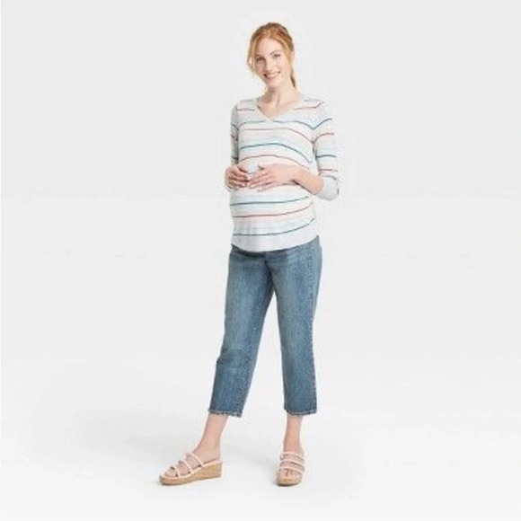 ✨NWT Isabel Maternity Medium Wash Vintage Straight Over Belly Jeans Plus Size 16 - Picture 12 of 12